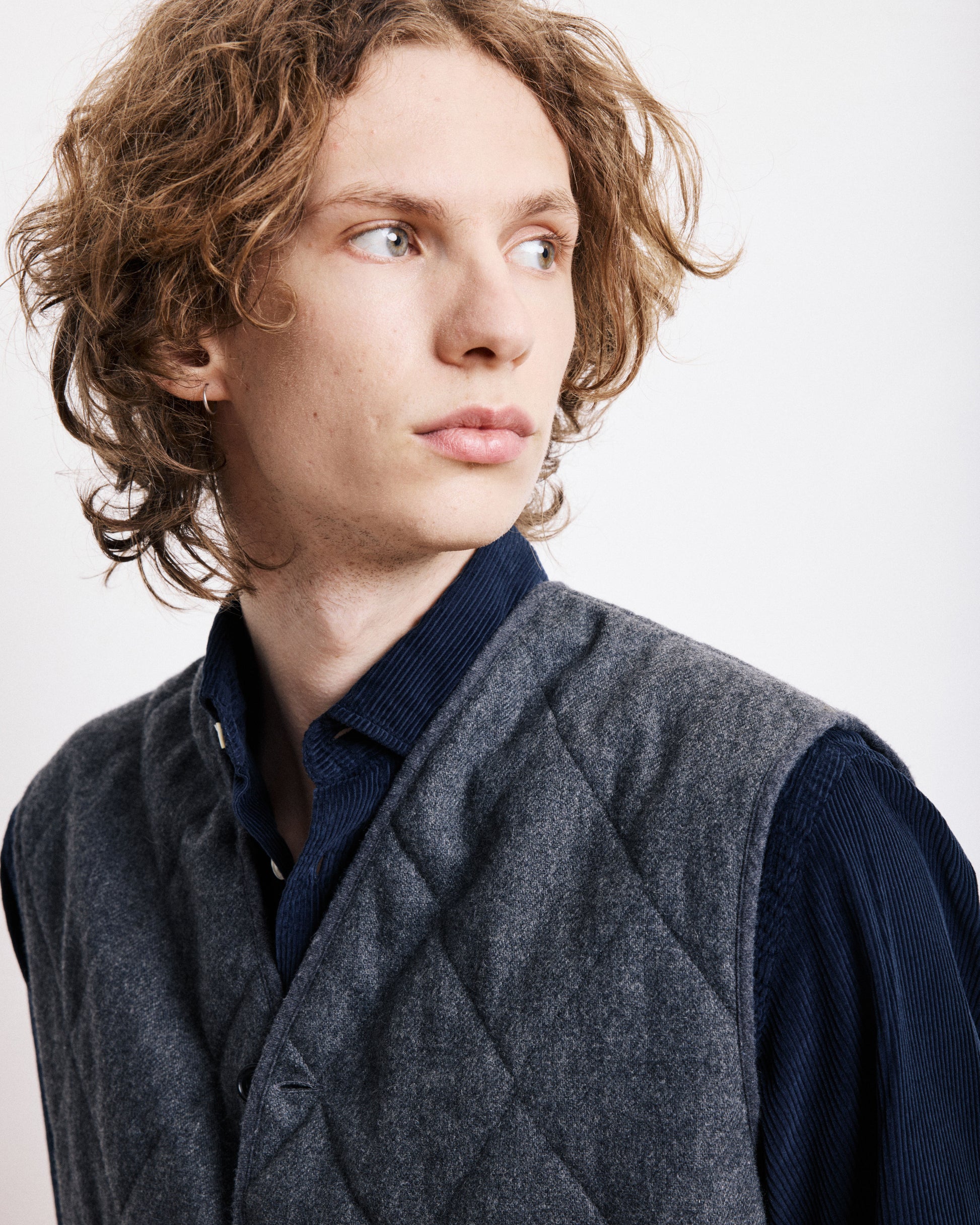 Gilet Homme en Flanelle de Laine Gris Vince