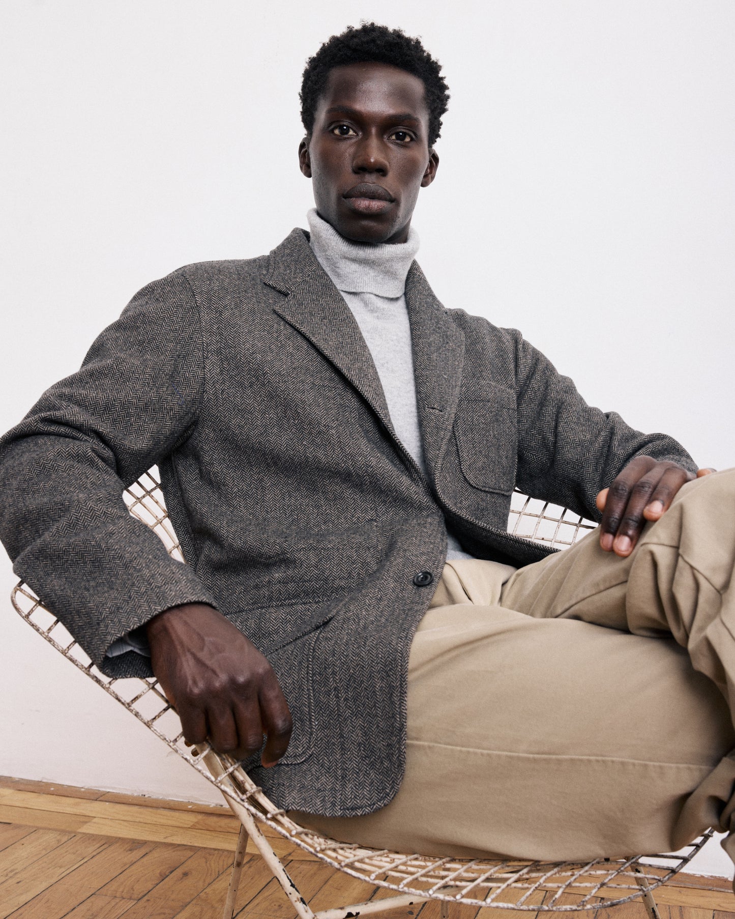 Veste Homme en Laine à Chevrons Beige Joey