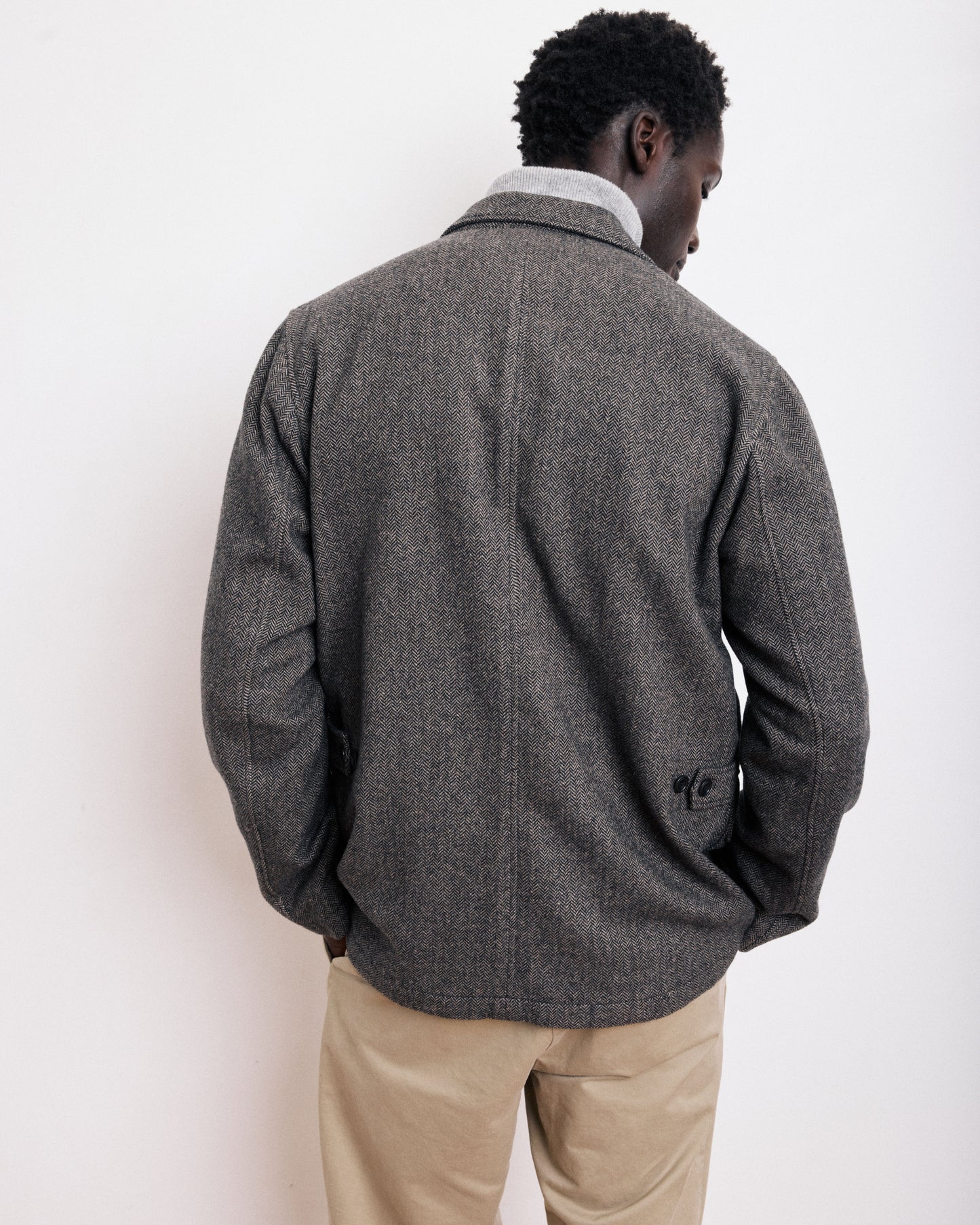 Veste Homme en Laine à Chevrons Beige Joey