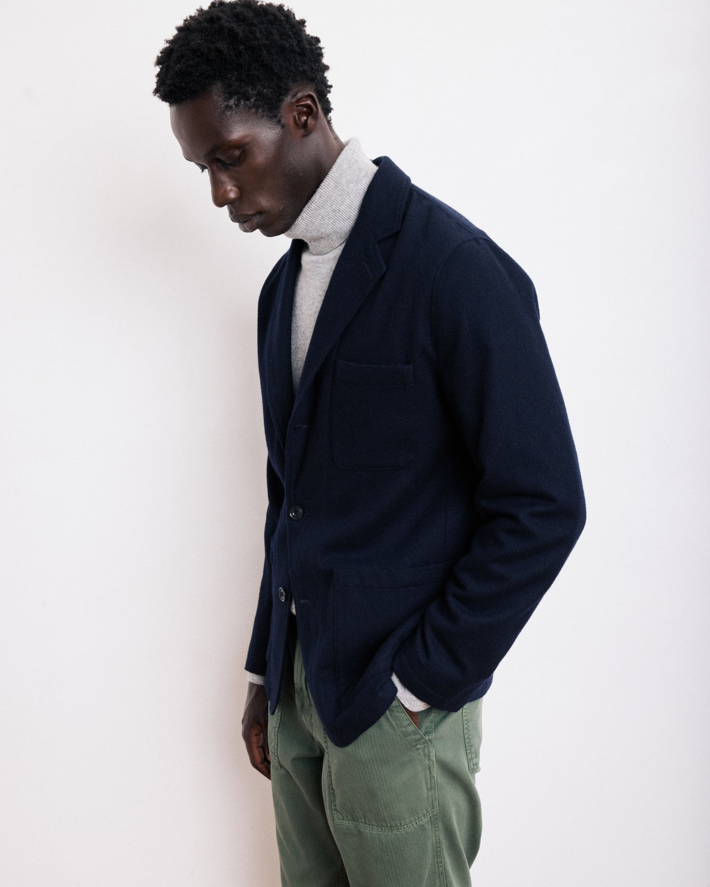 Veste Homme en Flanelle de Laine Bleu Marine Jonny
