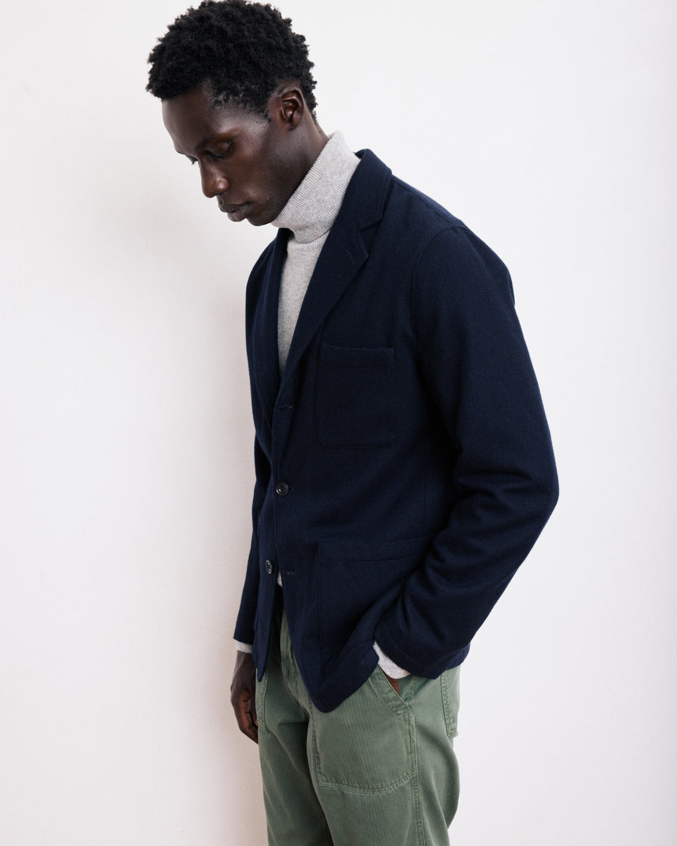 Chaqueta Hombre en Franela de Lana Azul Marino Jonny - Image alternative