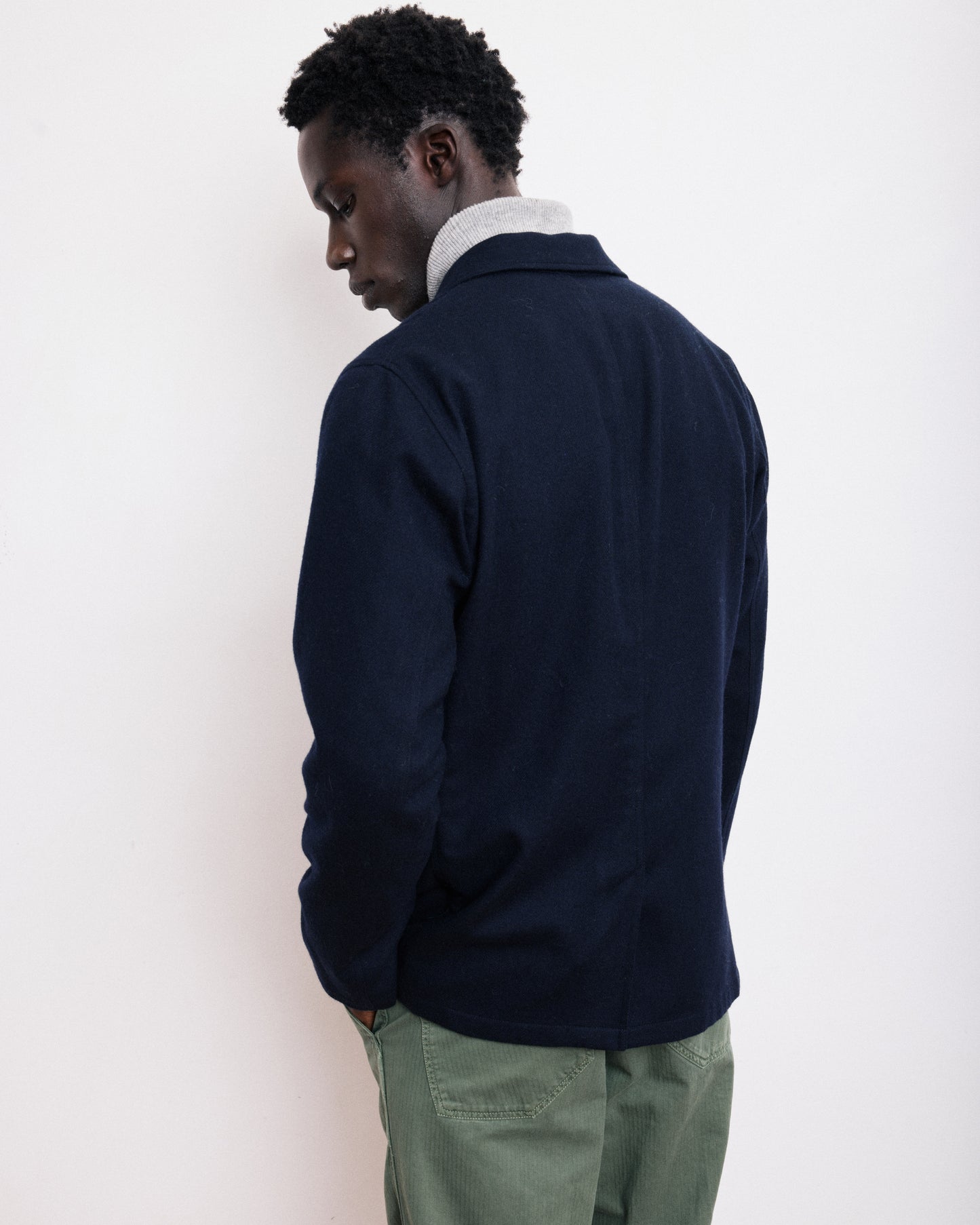 Veste Homme en Flanelle de Laine Bleu Marine Jonny