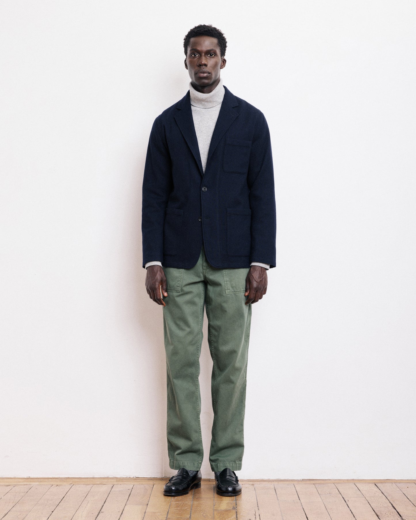 Veste Homme en Flanelle de Laine Bleu Marine Jonny