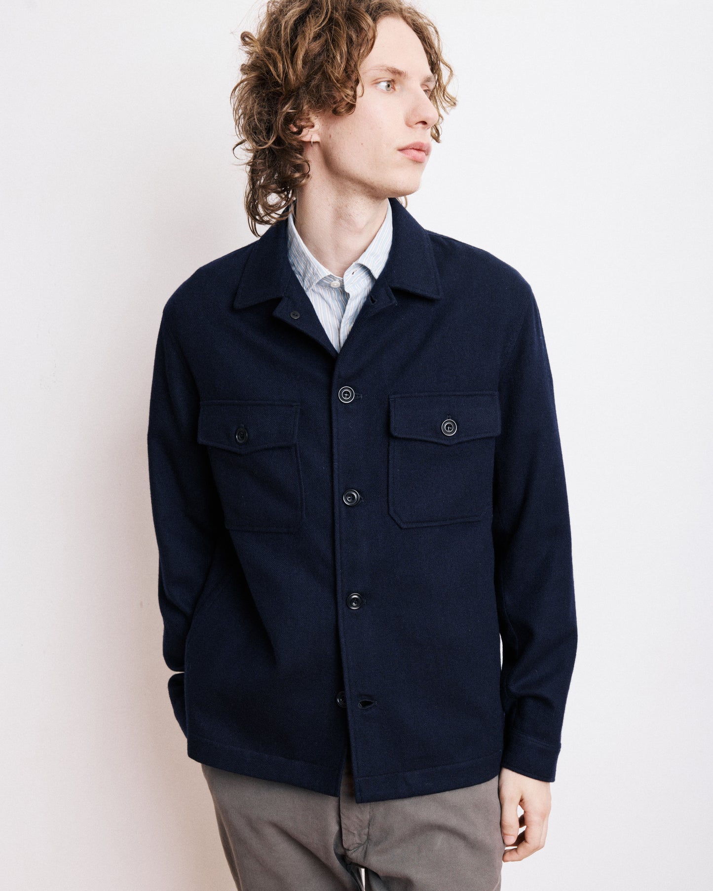 Veste Homme en Flanelle de Laine Bleu Marine Day