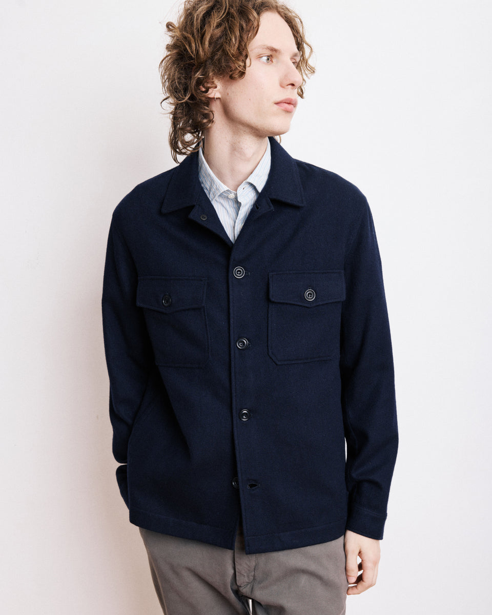 Day Men's Navy Blue Wool Flannel Jacket - Image principale