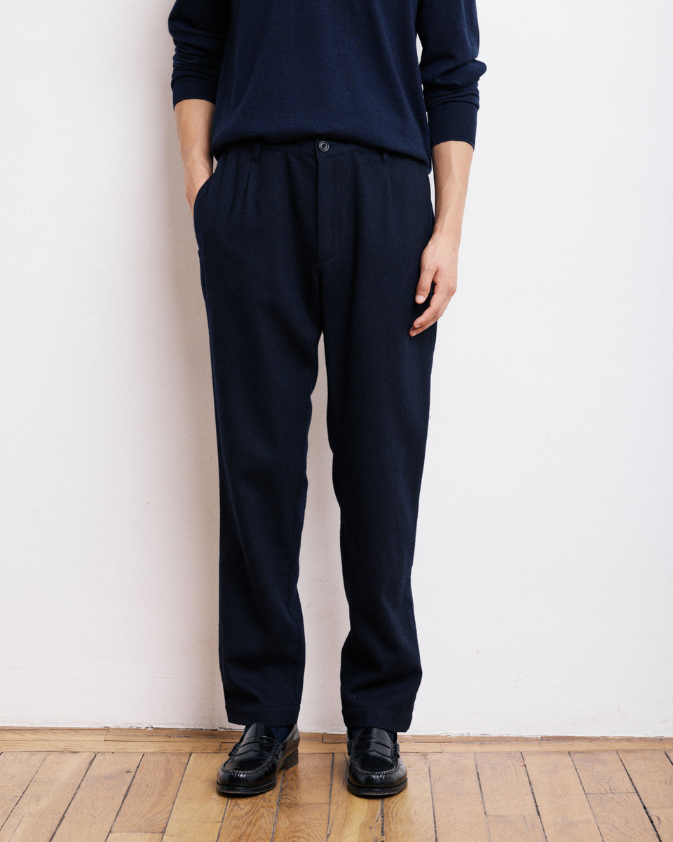 Tanker Men's Navy Blue Wool Flannel Pants - Image alternative