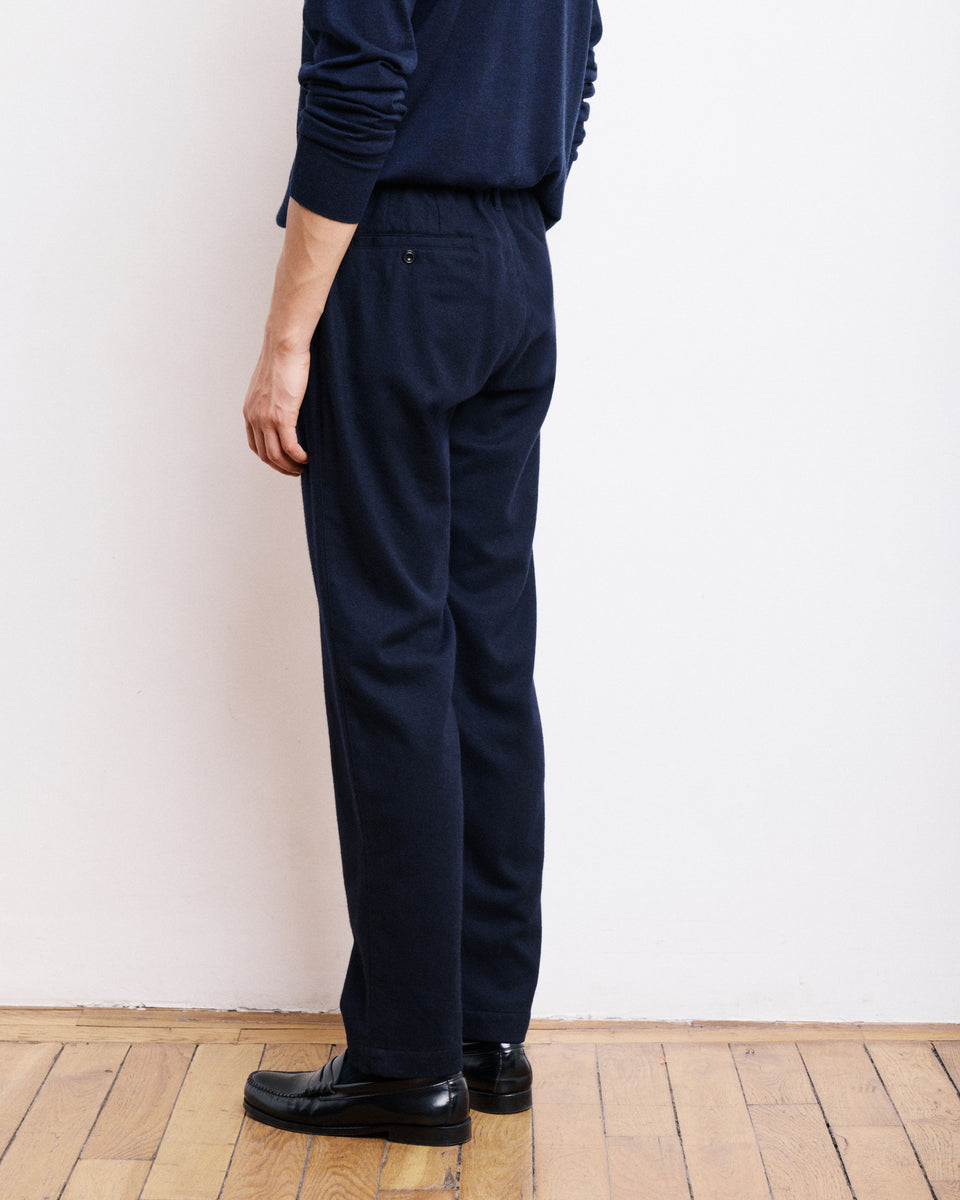 Pantalon Homme en Flanelle de Laine Bleu Marine Tanker - Image 3