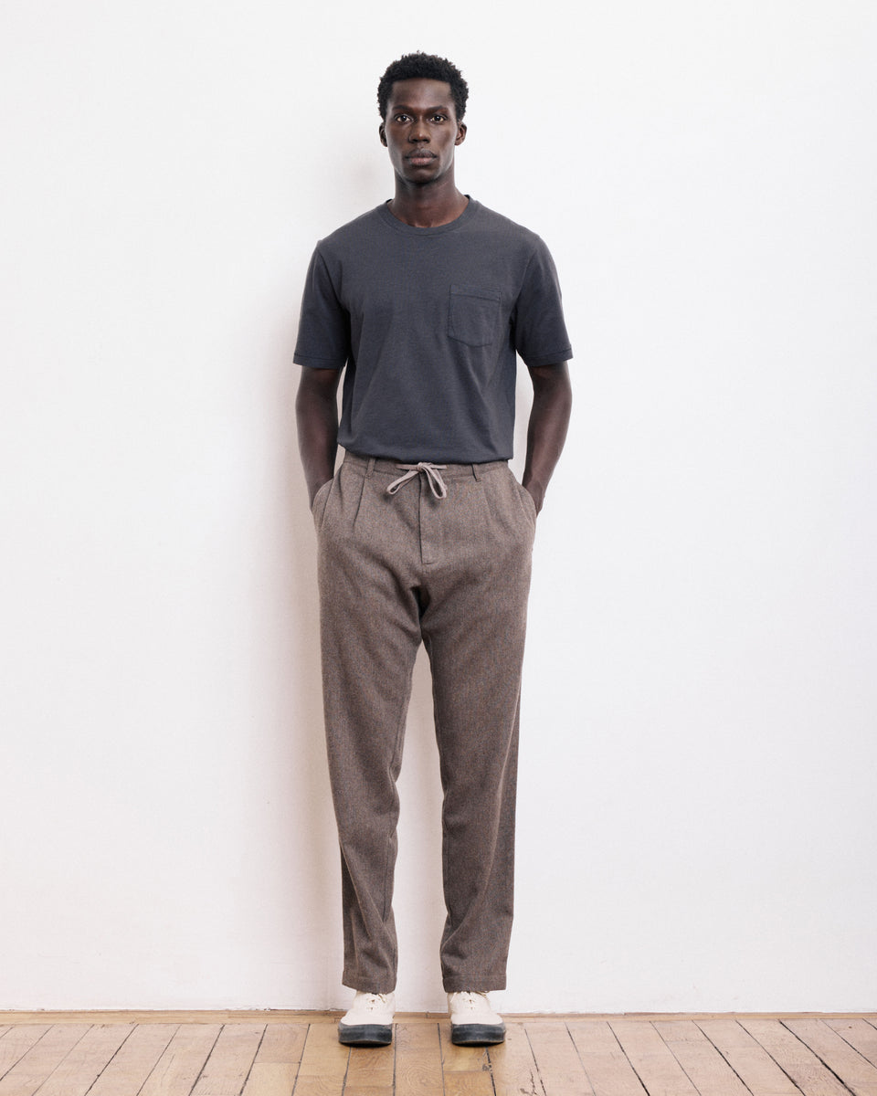 Pantalones Hombre en Franela de Lana Taupe Tanker - Image principale