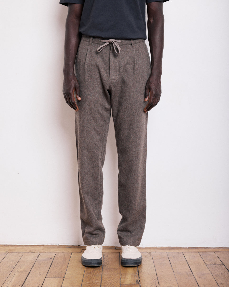 Pantalones Hombre en Franela de Lana Taupe Tanker - Image alternative