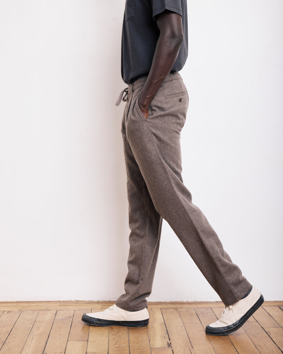 Pantalon Homme en Flanelle de Laine Taupe Tanker - Image 3