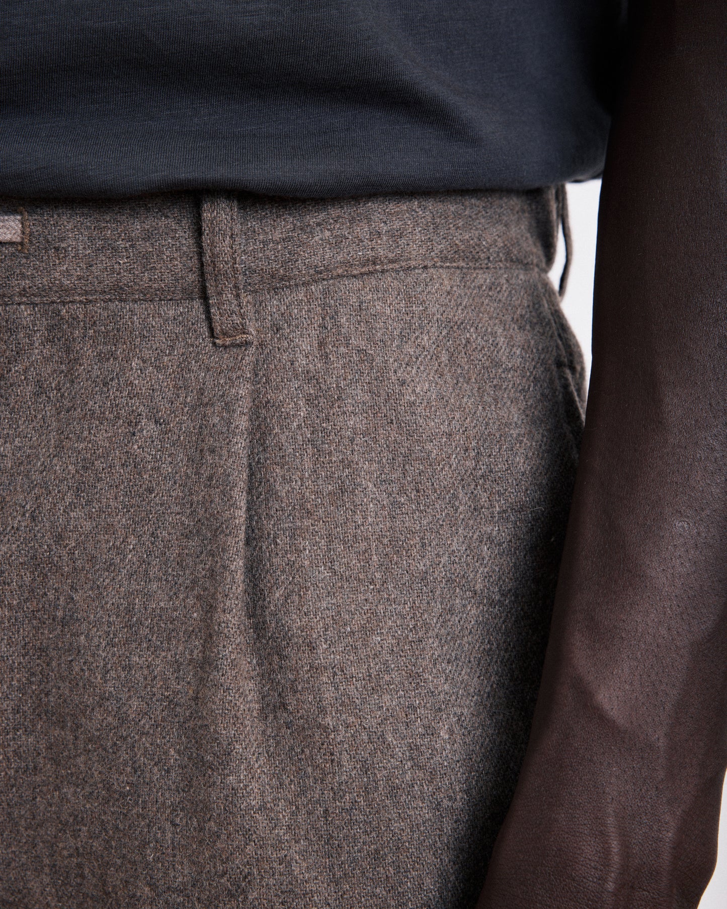 Pantalon Homme en Flanelle de Laine Taupe Tanker