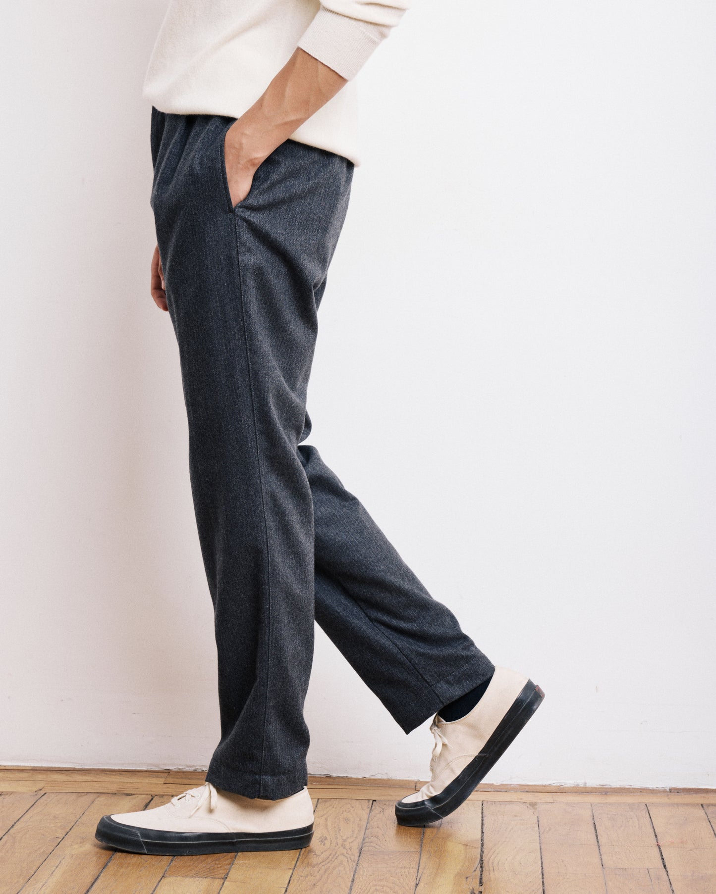 Pantalon Homme en Flanelle Rayée Gris Tanker