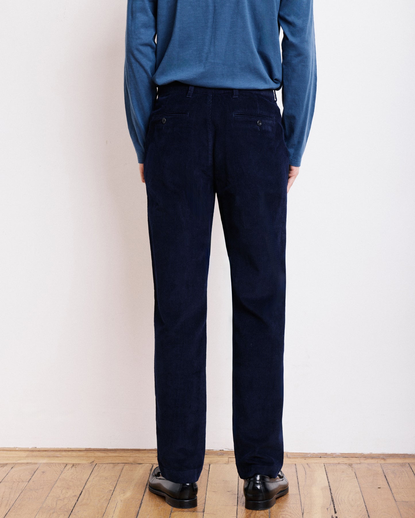 Pantalon Homme en Velours Côtelé Bleu Marine Tyron