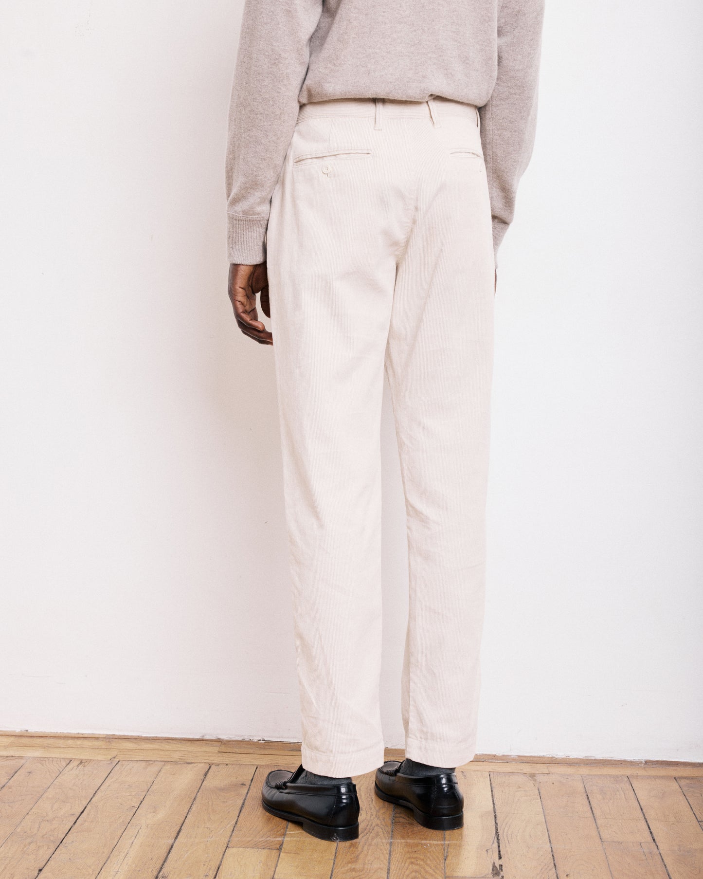 Pantalon Homme en Velours Côtelé Ecru Tyron
