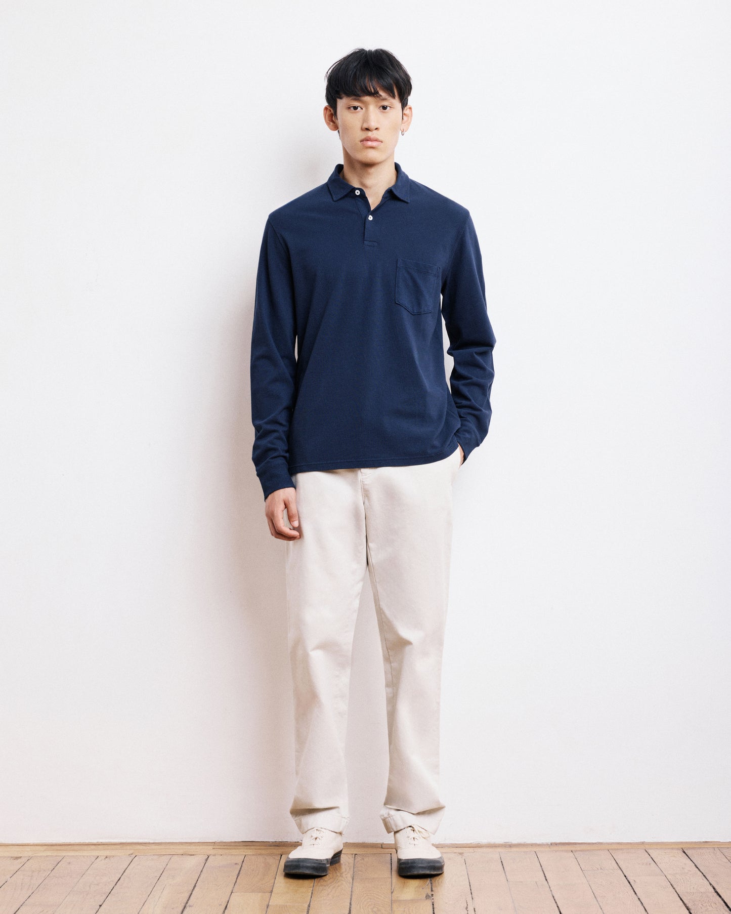 Polo Homme en Piqué de Coton Bleu Marine