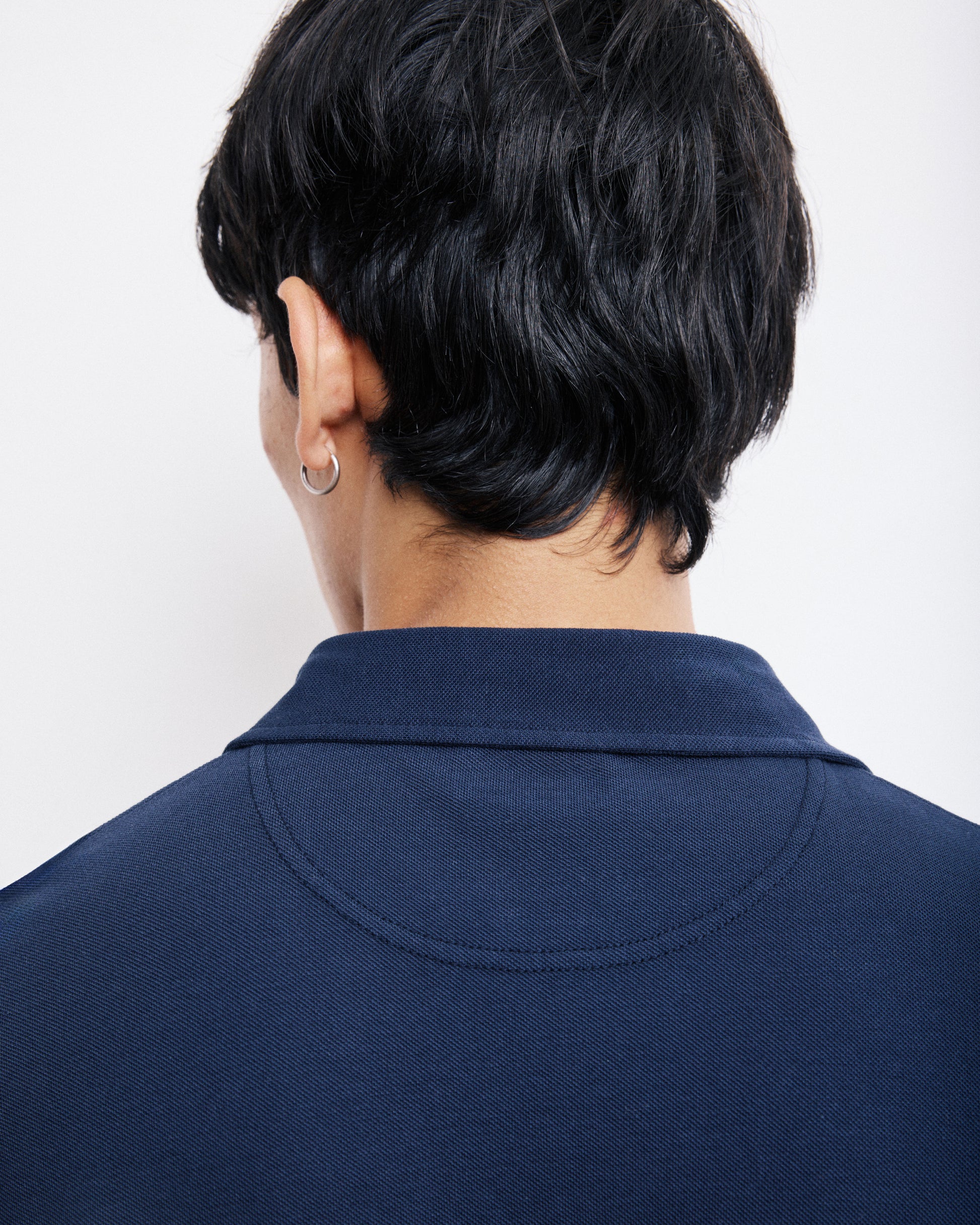 Polo Homme en Piqué de Coton Bleu Marine