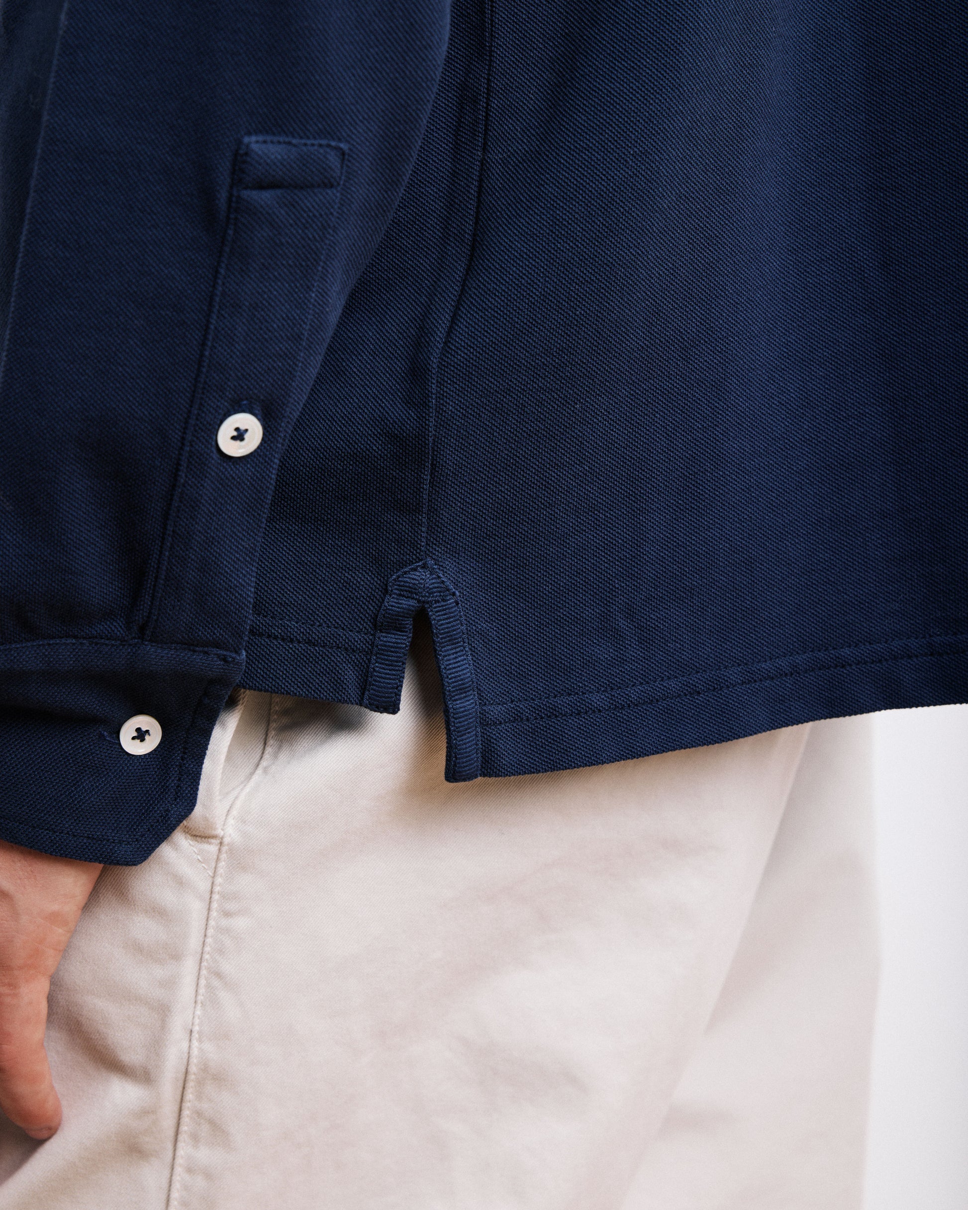 Polo Homme en Piqué de Coton Bleu Marine