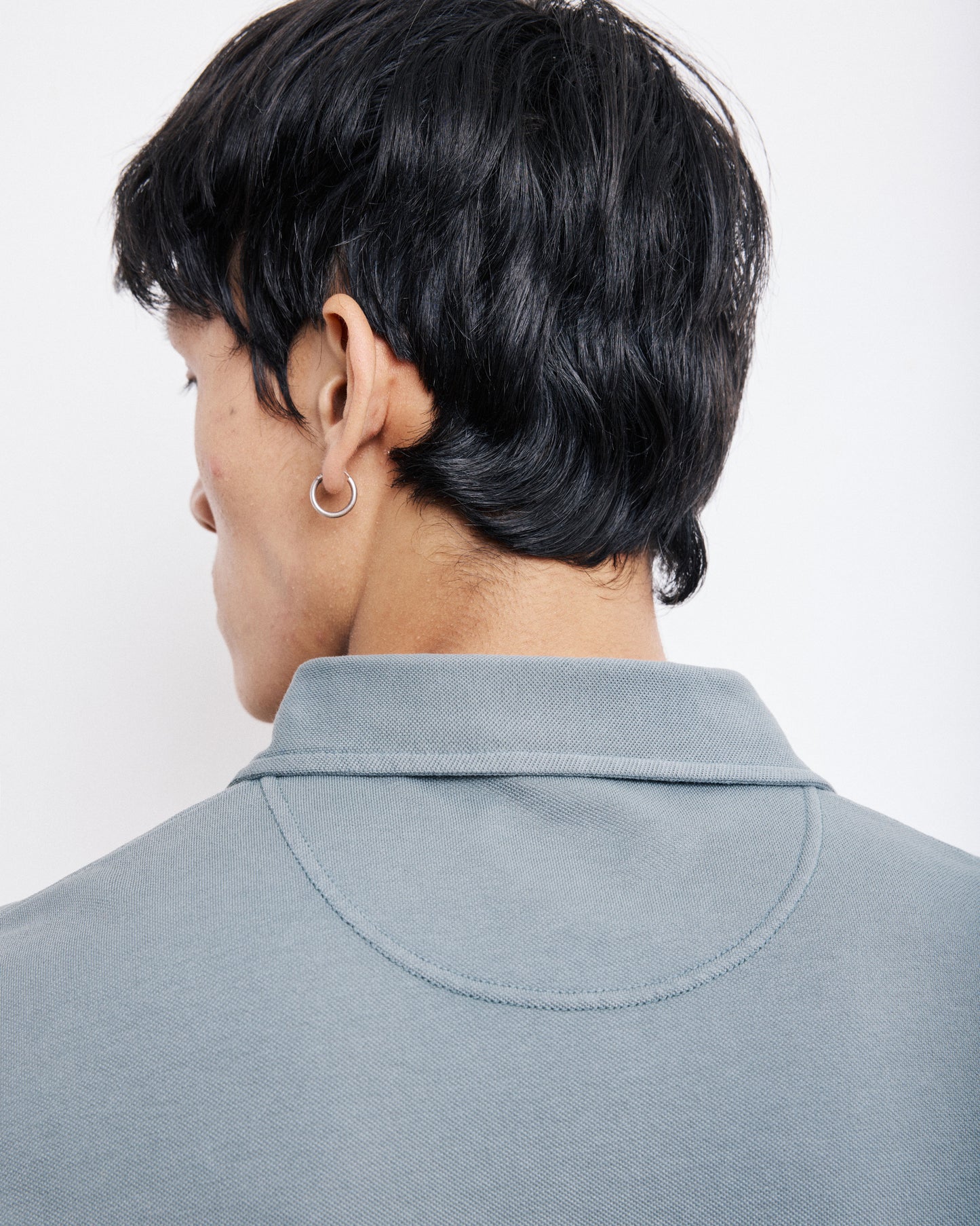 Polo Homme en Piqué de Coton Vert de Gris