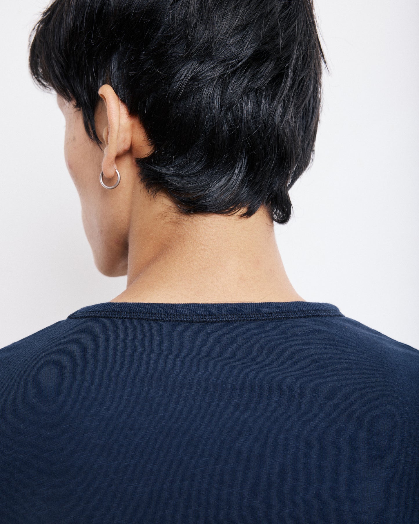 T-Shirt Homme en Coton Slub Bleu Marine