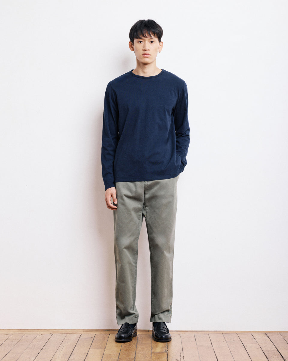 Camiseta Slub de algodón azul marino para hombre - Image alternative