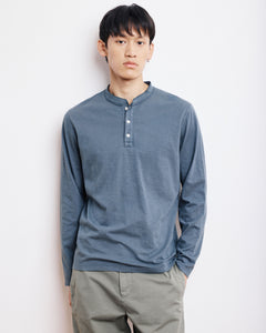 T-Shirt Homme en Coton Slub Carbone Henley