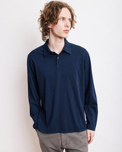 Polo Homme en Coton Slub Bleu Marine