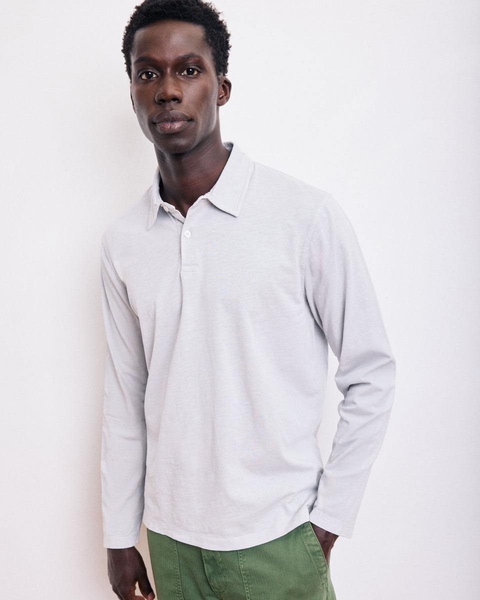 Polo Homme en Coton Slub Gris - Image 3