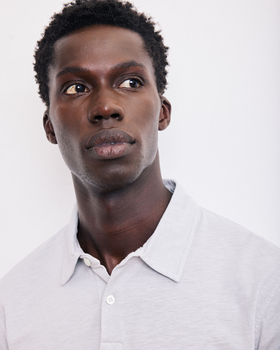 Polo Homme en Coton Slub Gris - Image alternative