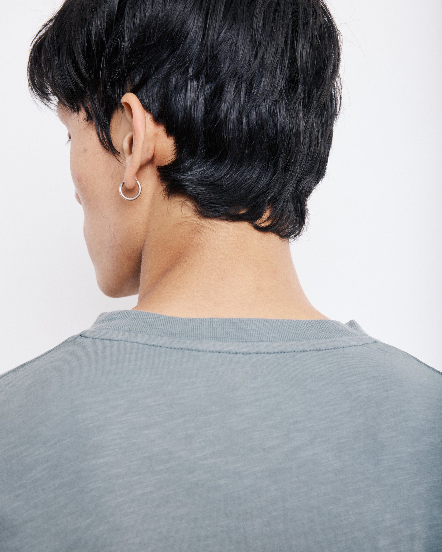 T-Shirt Homme en Coton Slub Imprimé Cross Country Vert de Gris