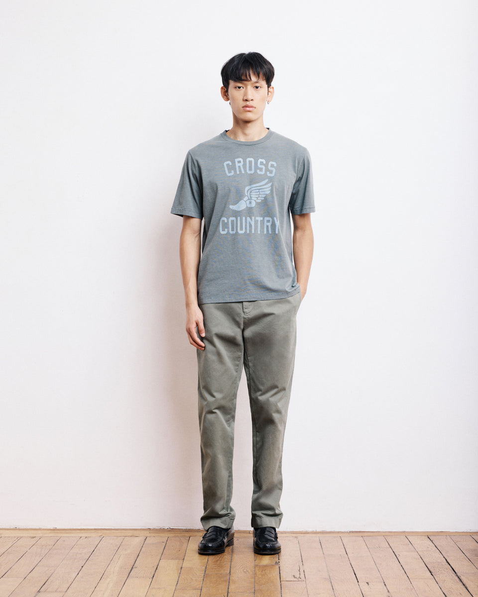 Camiseta Algodón Slub para hombre Estampado Cross Country Vert de Gris - Image alternative