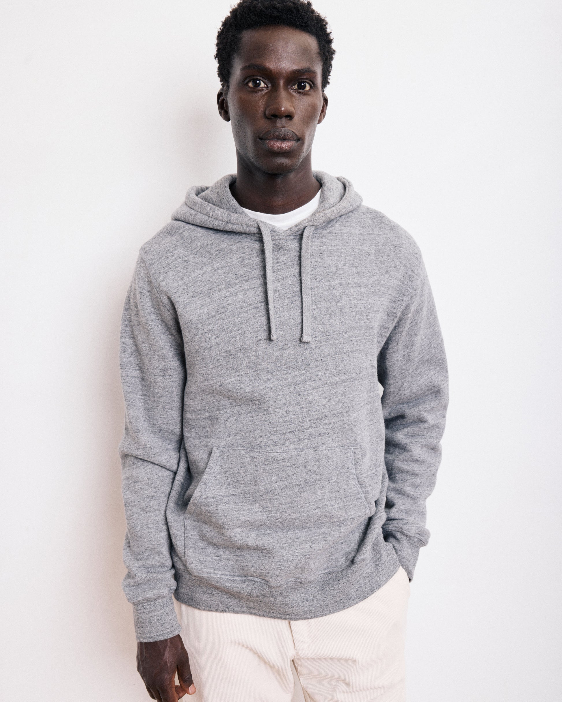 Sweatshirt à capuche Homme en molleton Gris Chiné
