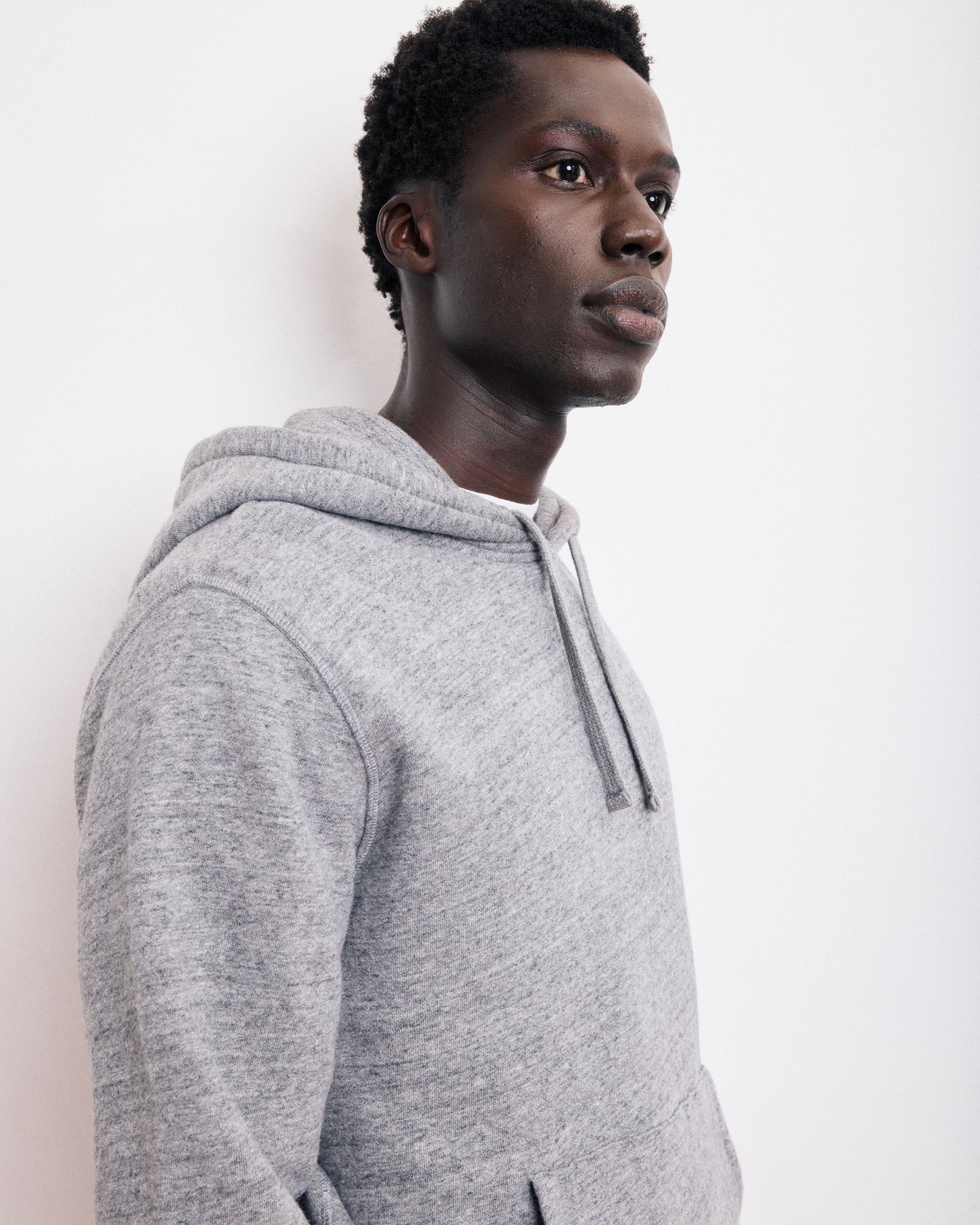 Sweatshirt à capuche Homme en molleton Gris Chiné