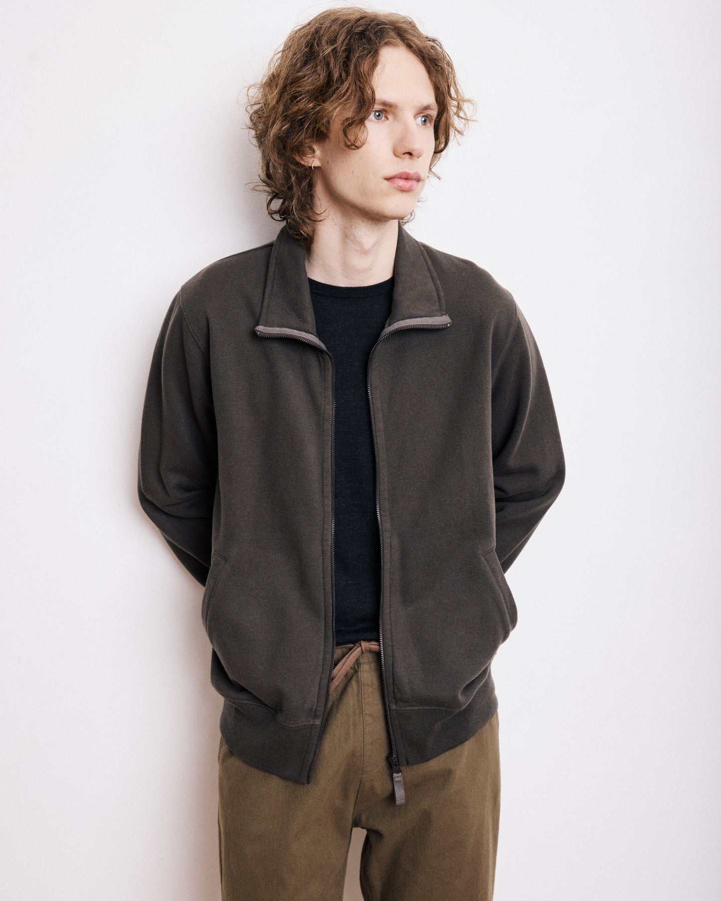 Sweatshirt Homme en Coton & Laine Vert Militaire Track