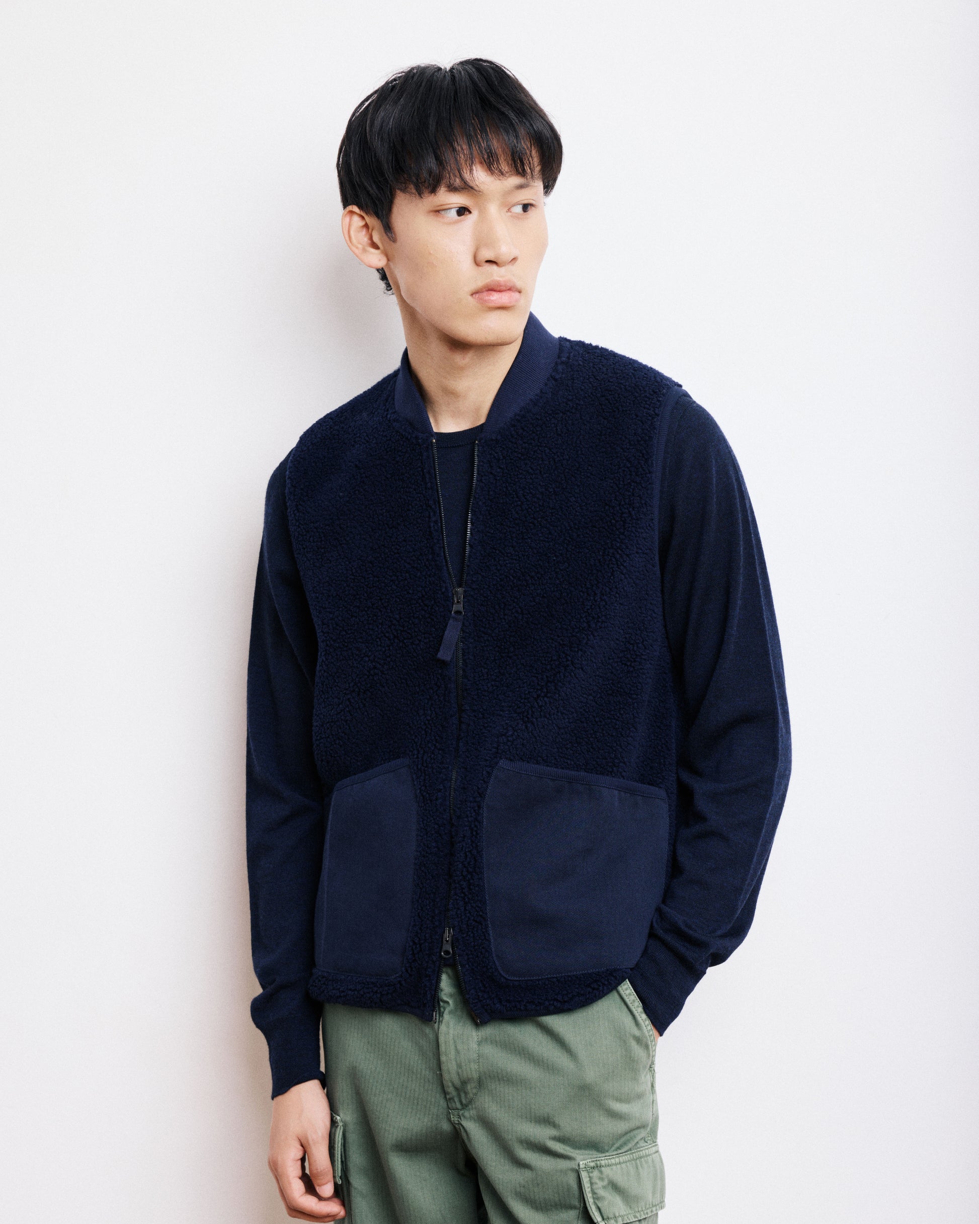 Gilet Homme en Sherpa Bleu Marine