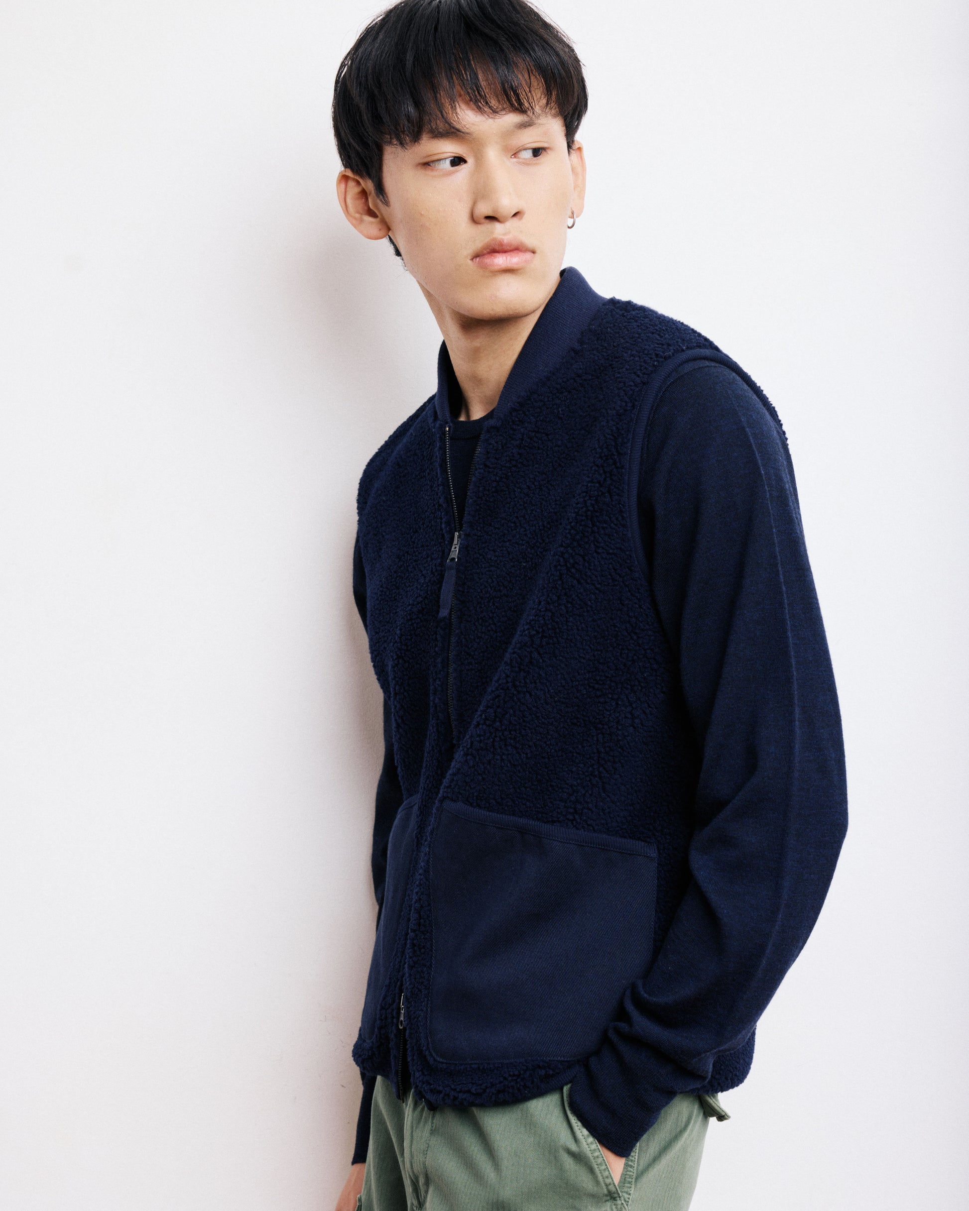 Gilet Homme en Sherpa Bleu Marine