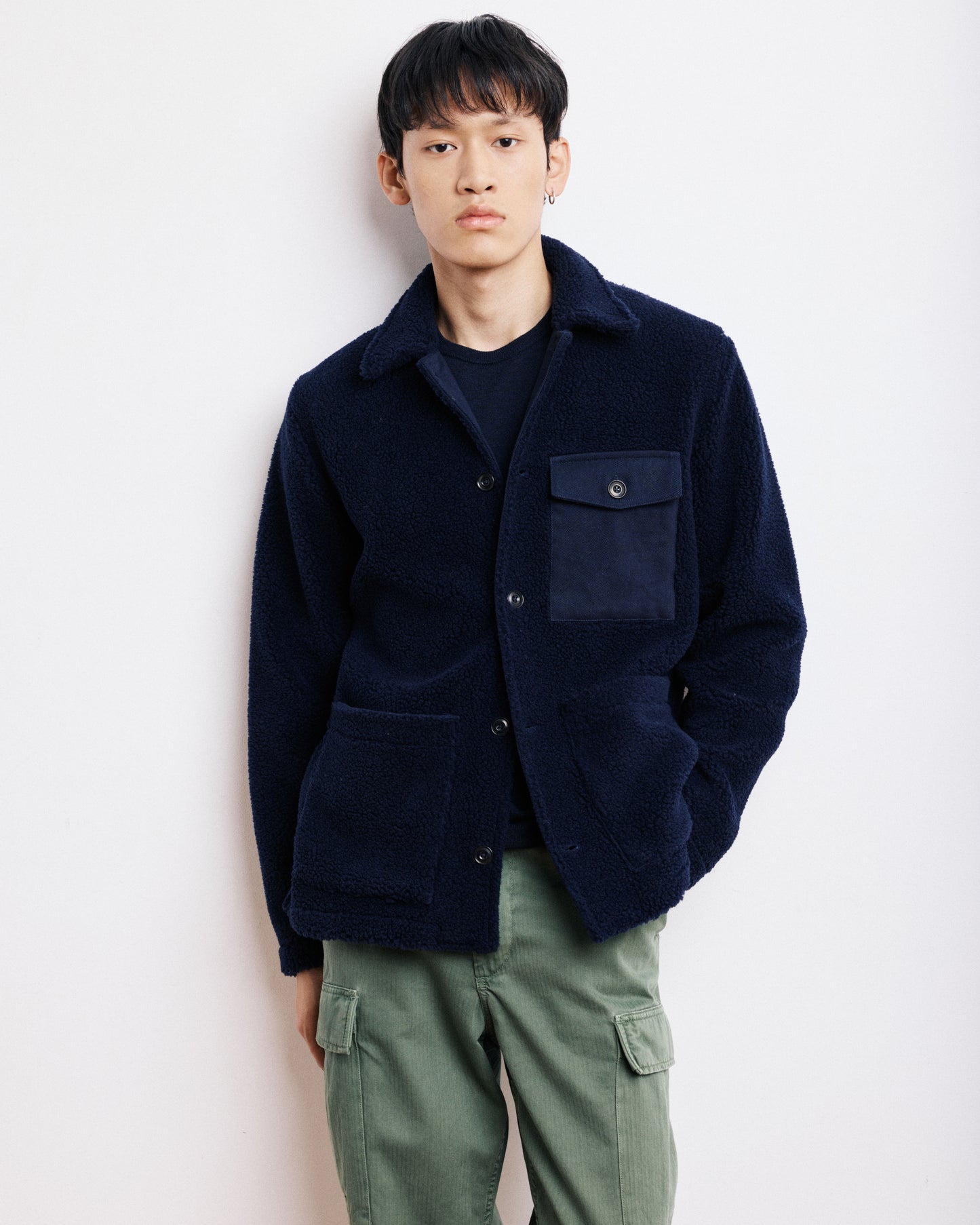 Veste Homme en Sherpa Bleu Marine Utility