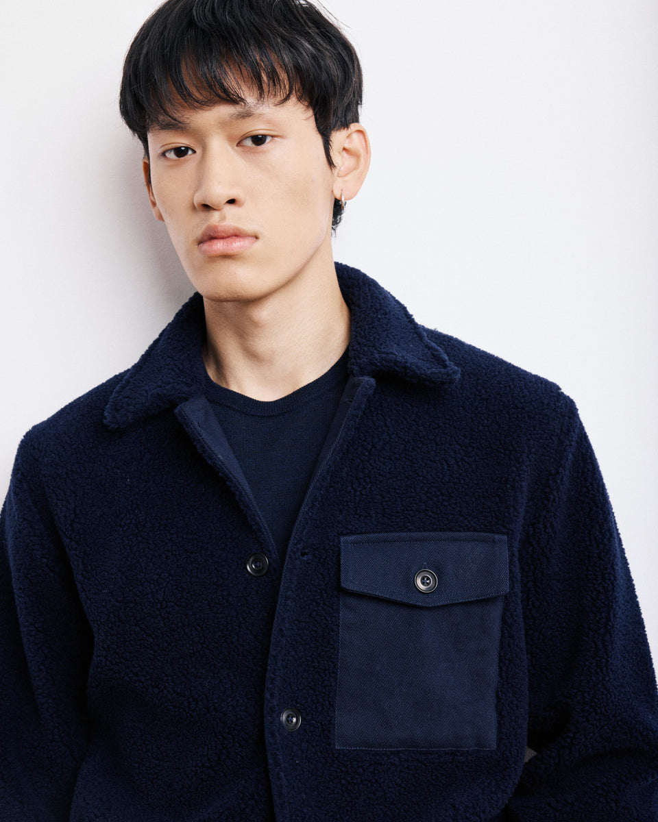 Utility Men's Navy Blue Sherpa Jacket - Image alternative
