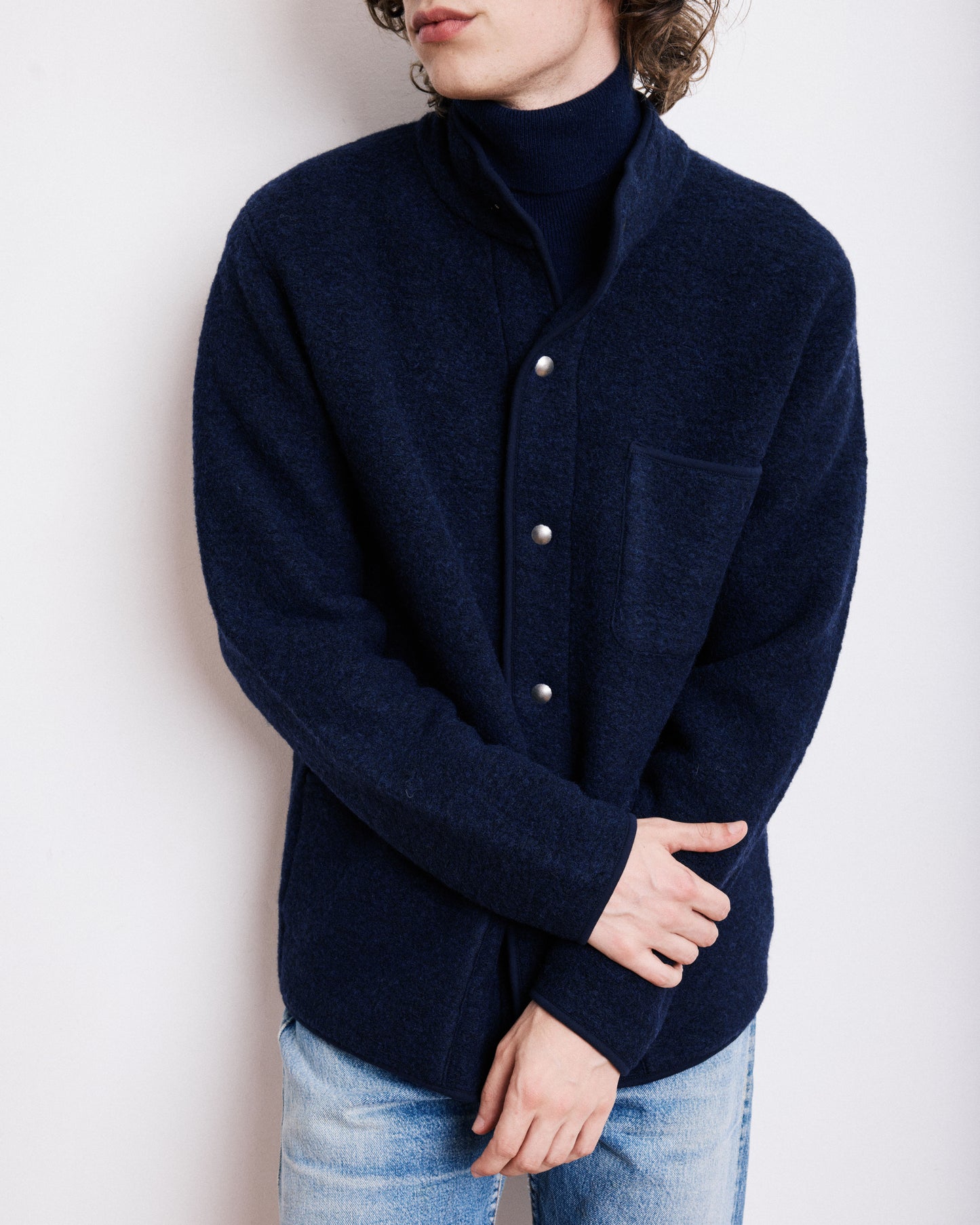 Veste Homme en Laine Bouillie Bleu Marine Jock