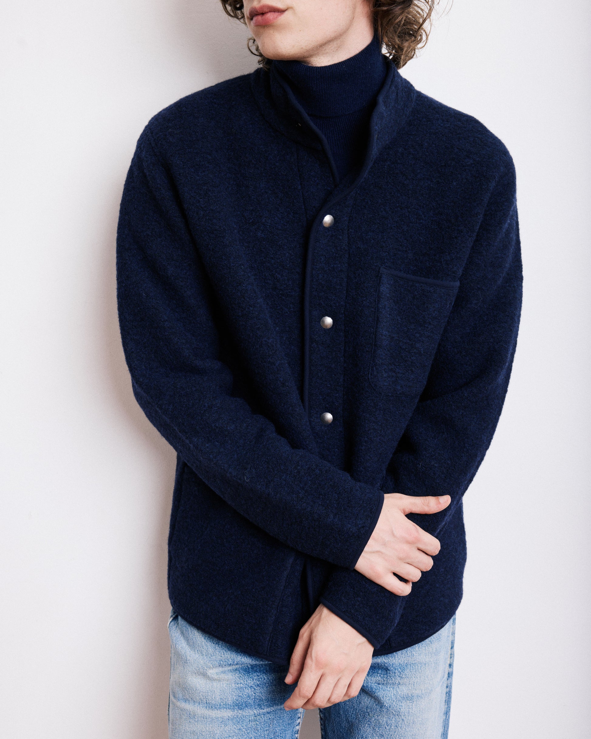 Veste Homme en Laine Bouillie Bleu Marine Jock