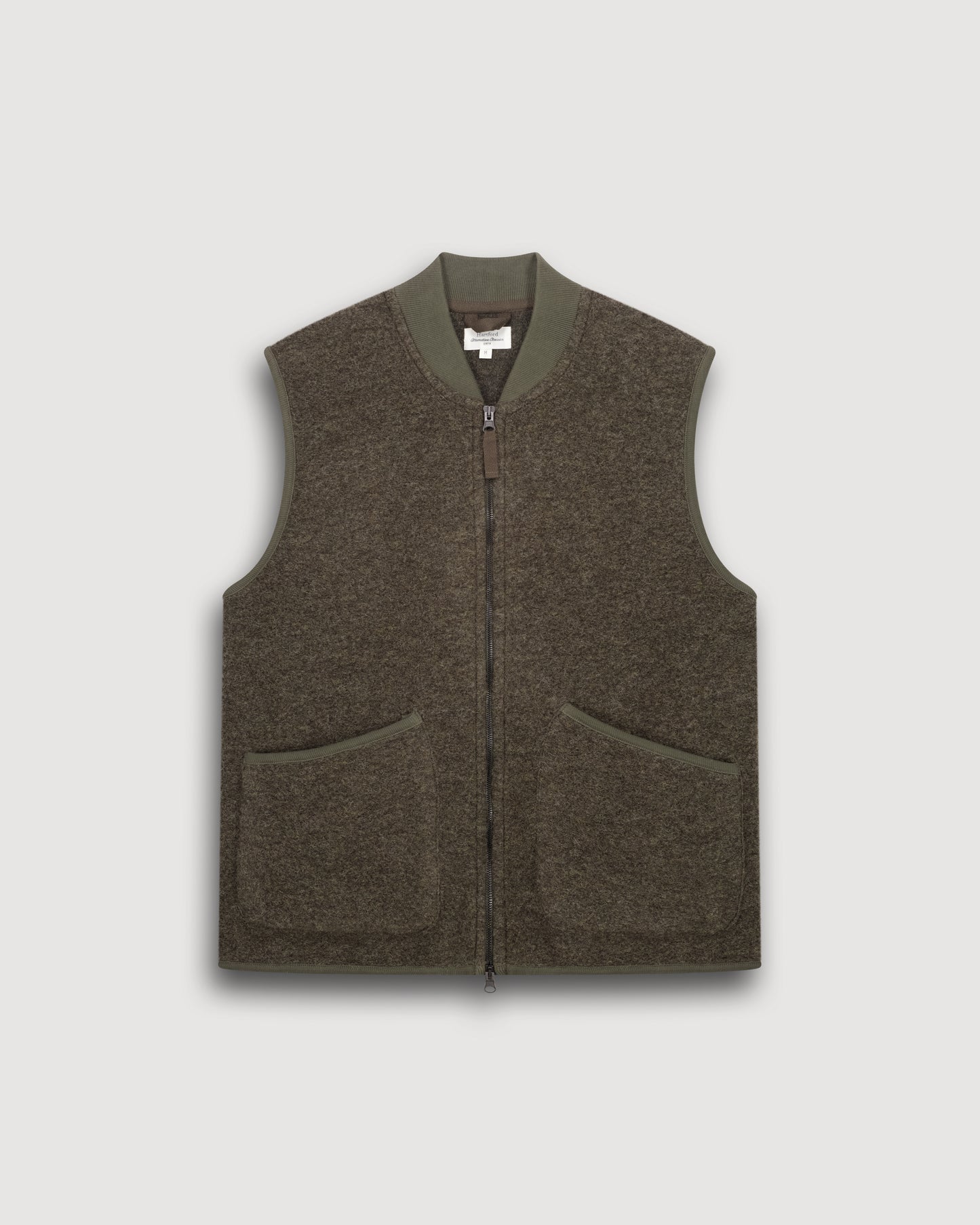 Men's Military Green Boiled Wool Vest
