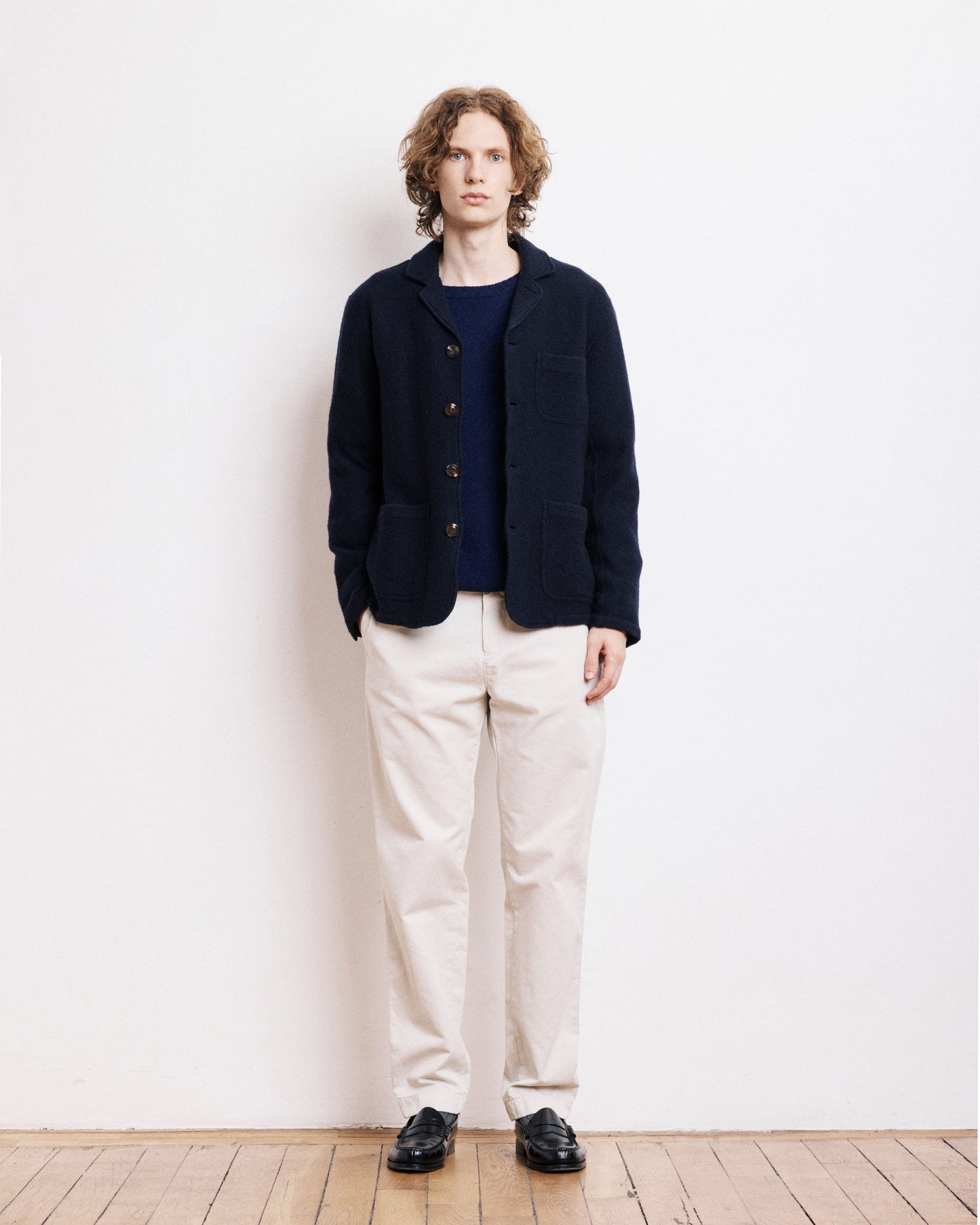 Veste Homme en Laine Bouillie Bleu Marine Light Jacket