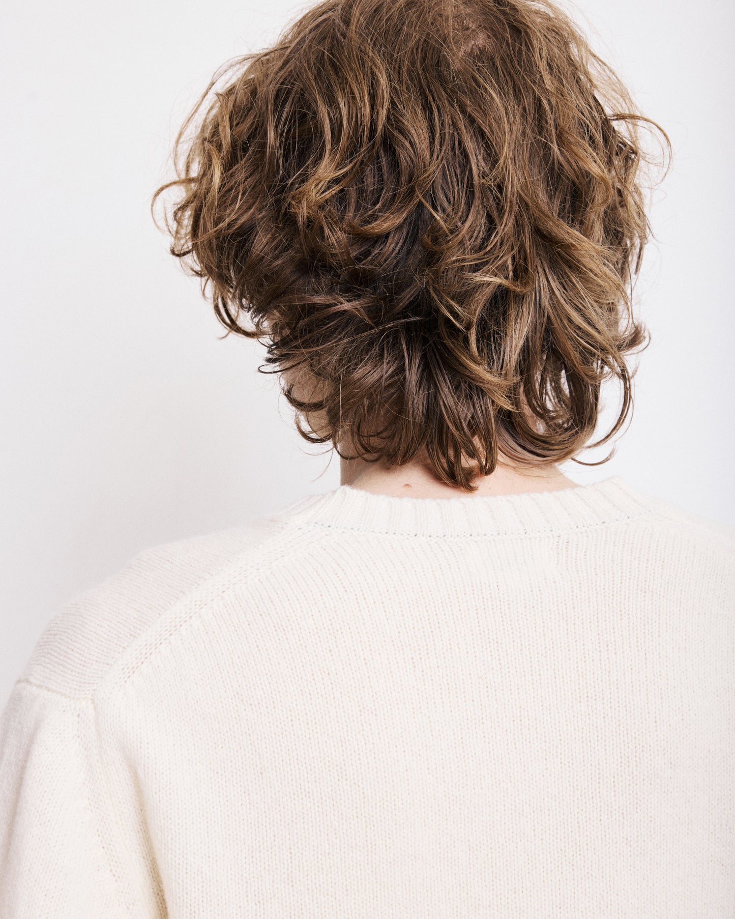 Pull Col Rond Homme en Laine Shetland Ecru