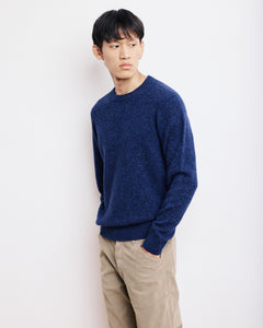 Pull Col Rond Homme en Laine Lambswool Bleu Marine