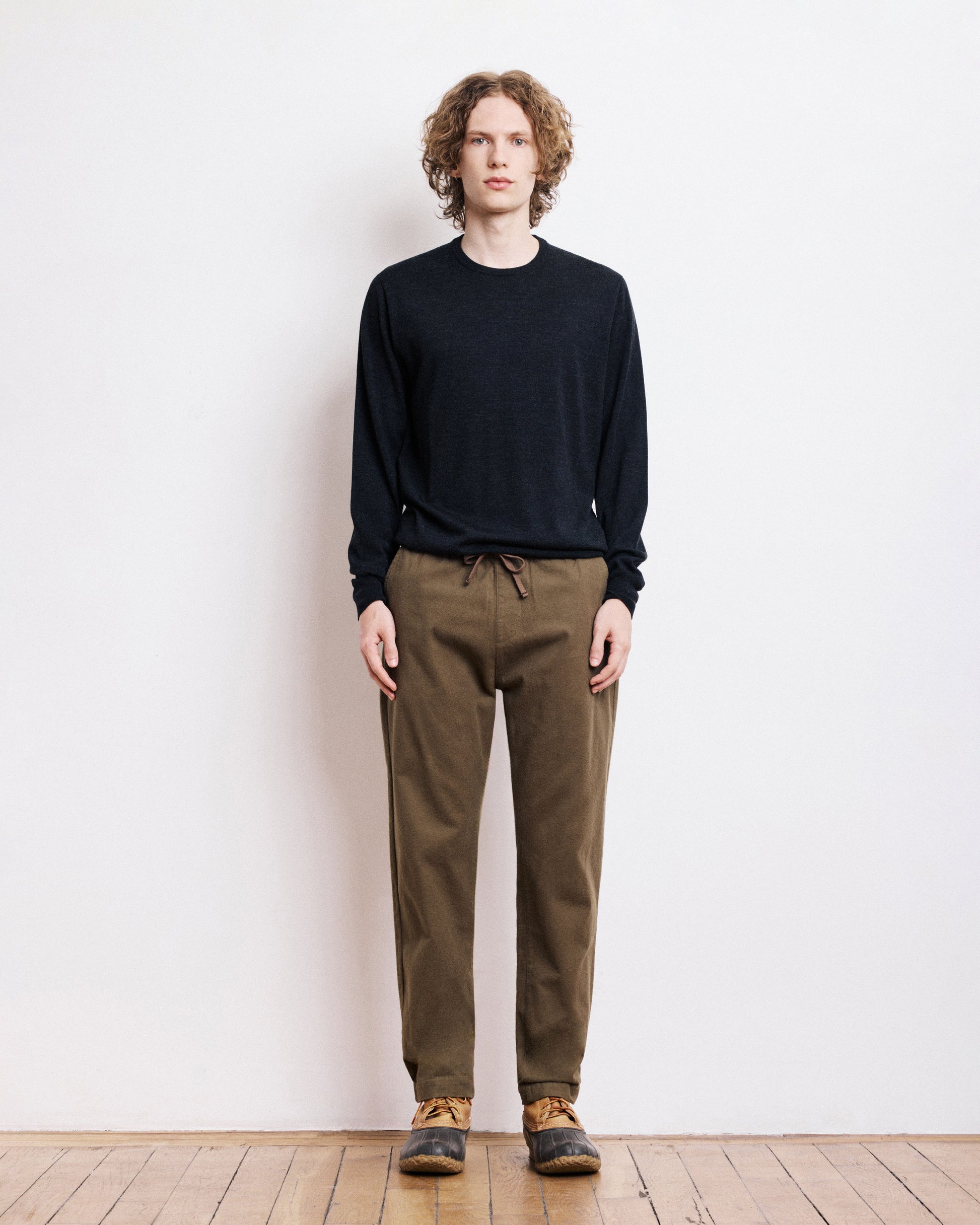 Pull Col Rond Homme en Fine Laine Mérinos Noir