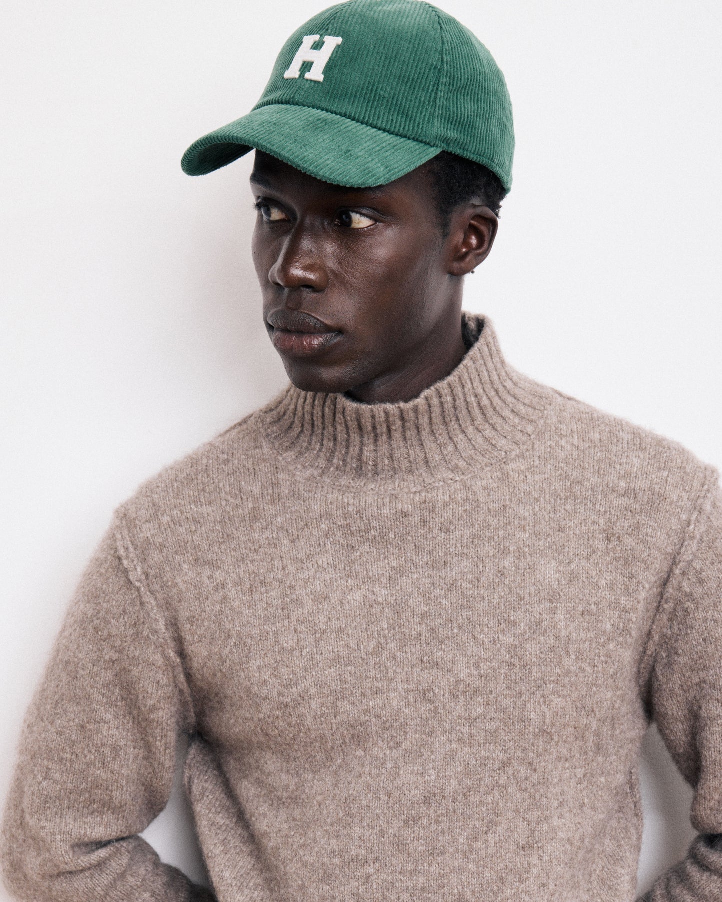 Casquette Homme en Velours Côtelé Vert Cap H
