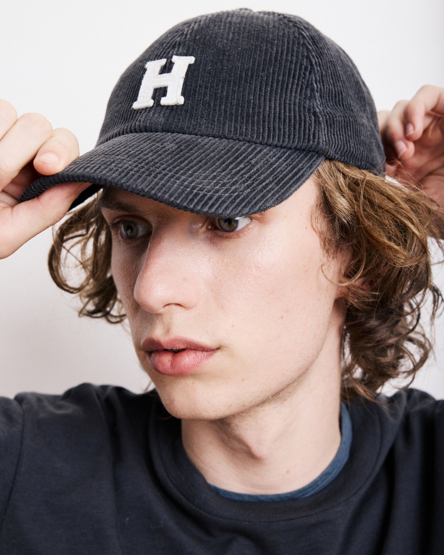 Casquette Homme en Velours Côtelé Gris Cap H