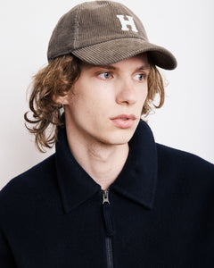 Casquette Homme en Velours Côtelé Vert olive Cap H