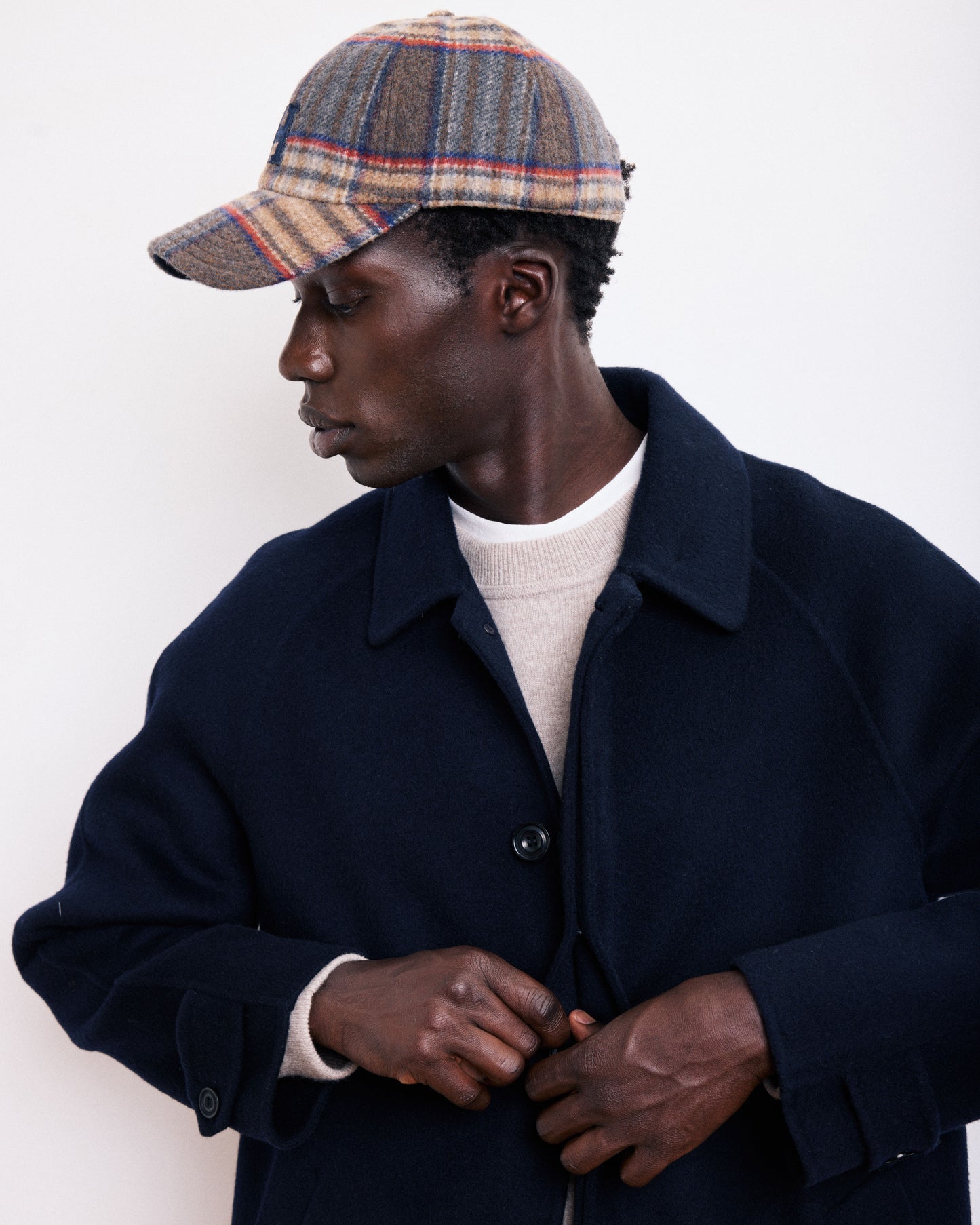 Casquette Homme en Laine à Carreaux Marron Cap H