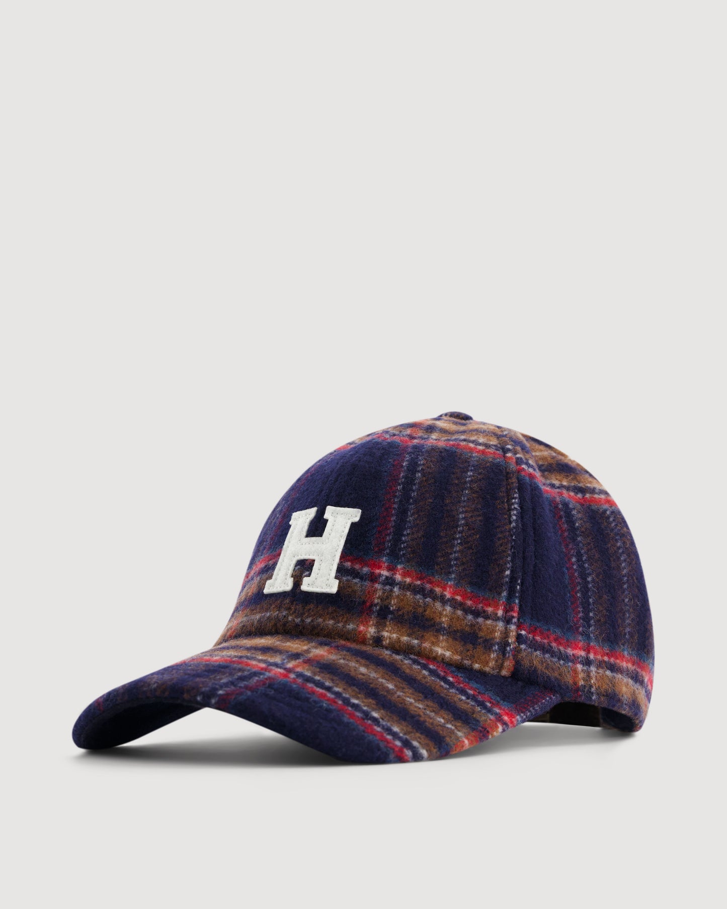 Casquette Homme en Laine à Carreaux Bleu Marine Cap H