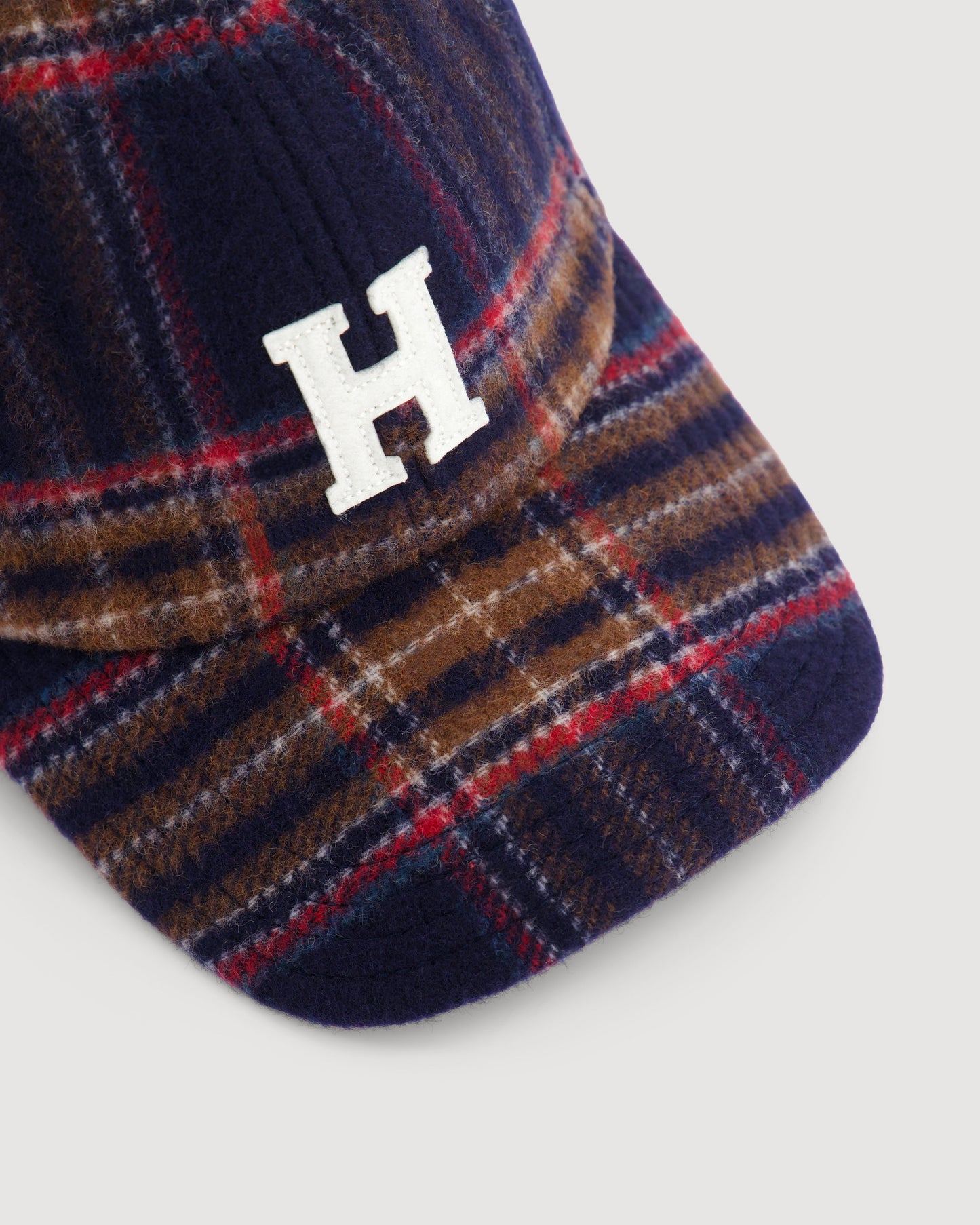 Casquette Homme en Laine à Carreaux Bleu Marine Cap H